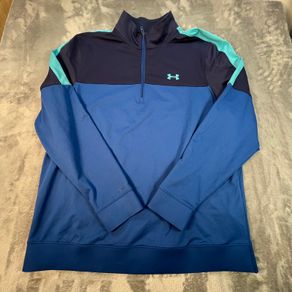 Under Armour Storm Large Men's Golf Pullover 1/4 Zip Blue Navy Aqua