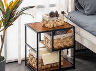 main image for ad Side Table Brown, Industrial Coffee End Table, Metal Frame Bedside Table with Storage Compartment, Nightstand for Living room Bedroom and Balcony, Wooden, 56 x 40 x 53 cm