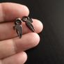 Silver cat ear rings studs Image 3