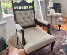 Vintage Solid Wood Upholstered Armchairs