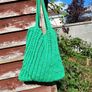 Handmade cotton crochet tote bag - green, shopping bag, woven bag Image 3