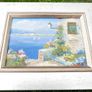 Vintage Oil Paintings Seaside Impressionism Wall Art Blue Oil Paintings Garden Floral Wall Art Blue Artwork Living Room Wall Art, signed framed Image 8