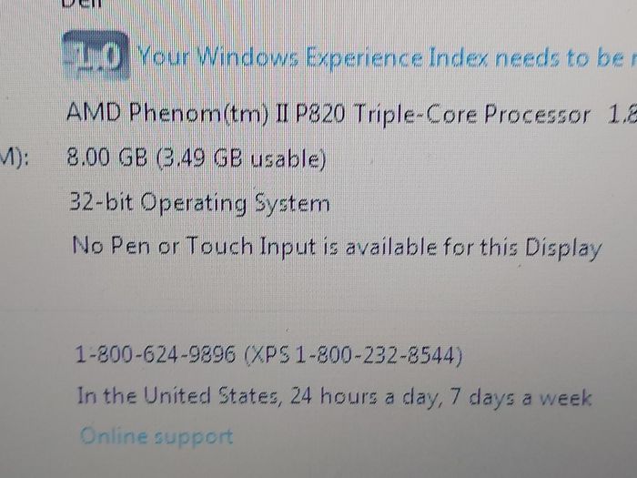 Sony Vaio Laptop, PCG-61511M, Windows 7 Professional, 32 bit, AMD Phenom II Triple Core Processor, 1.8GHz, 8GB Ram,