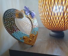 Hand-Decorated Heart Mosaic Frame