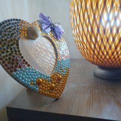 Hand-Decorated Heart Mosaic Frame