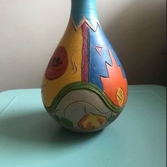 Celestial Terracotta vase colourful art deco design