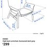 VEDBO High-back armchair, Gunnared dark grey Image 4