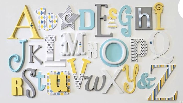 Alphabet wooden wall art.
