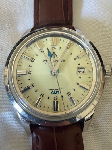 Stelfier Automatic GMT watch - brown leather strap