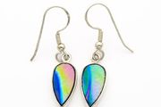 925 Sterling Silver &amp; Dichroic Glass Earrings
