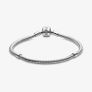 Pandora Moments Barrel Clasp Snake Chain Bracelet with silver Sparkling Paw Print Charm Image 3