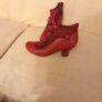 Red Leather & Suede Trim Boots Size 6 Image 2