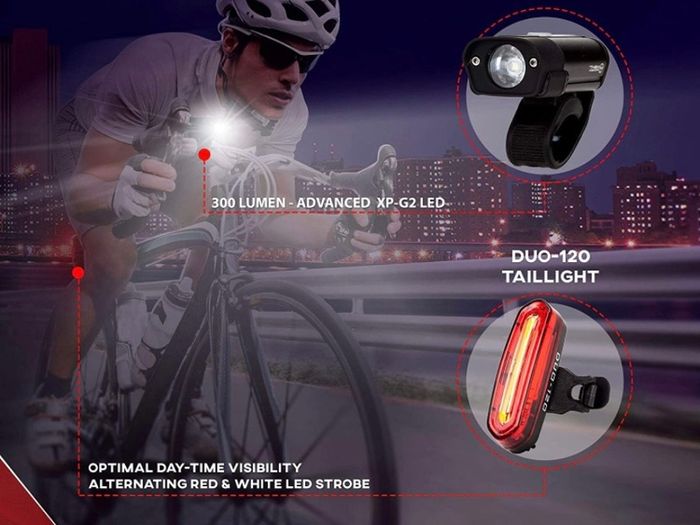 NIGHT PROVISION BX-300 USB Rechargeable LED Bike Light Set Front and Back Cycling Safety Lights Best Headlight with New DUO-120 USB Tail Light for Adults Kids Men Women (FREE POSTAGE)