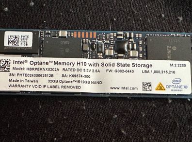 Memory H10 with 512GB +32GB