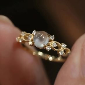 Moonstone Crystal Gold Tone Ring