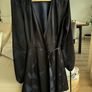 HM satin black and blue bird print wrap dress S Image 7