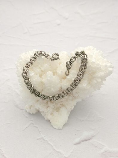 Vintage Double Rolo Interlocking Rings 800 Silver Bracelet