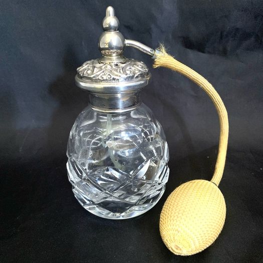 Vintage Art Nouveau Style Silver Topped Crystal Perfume Atomiser