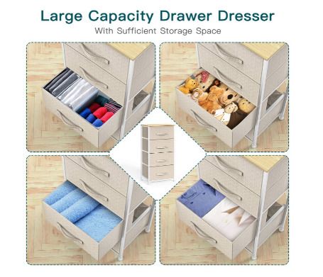 horizontal Chest of 4 Drawers Bedroom, Living Room, Nursery Room, Hallway