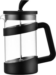 Caf Ole Style Cafetiere, 350ml 1 Cup Plastic and Glass French Press Coffee Maker Matt Black