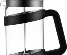 Caf Ole Style Cafetiere, 350ml 1 Cup Plastic and Glass French Press Coffee Maker Matt Black