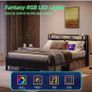 Double Bed Frame with LED Lights Storage Headboard,4ft6 Image 6