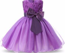 Girls 3D Effect Flower Sleeveless Formal Party Dress Wedding Bridesmaid Sz 5-6y