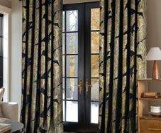 Velvet Curtains with Gold Foil Leaves Pattern, 2 Pieces Black Velvet Curtains with Eyelets, Each 90 x 90 Inch, Room Darkening Curtain Drapes for Classical Living Room Bedroom