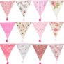 NEW SALE Fabric Bunting Banner with Tassel, 3.3M Double Sided Cotton Tassel Banner with 12 Pink Triangle Pennants, Vintage Cloth Garlands for Nursery Bedroom Playhouse Decoration Image 4