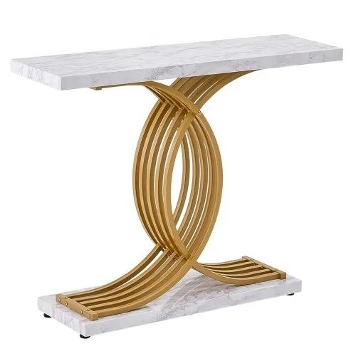 Narrow Console Sofa Table, 39.4 inches Behind Couch Table, 1-Tier Long Entryway Table and Skinny Hallway Table, Narrow Sofa Table with Metal Frame, for Entryway, Hallway, Living Room & Bedroom