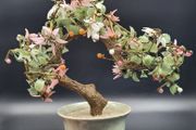Chinese Vintage Glass Cherry Blossom Bonsai Tree
