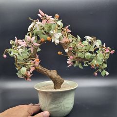 Chinese Vintage Glass Cherry Blossom Bonsai Tree