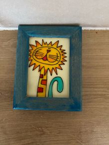Hand Painted framed glass picture