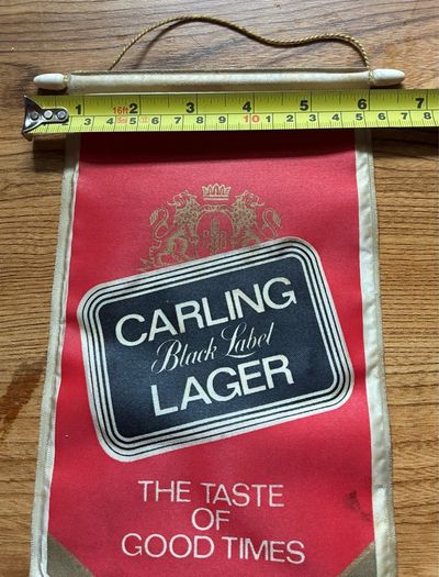 vintage pub banner Carling Black label Larger 1970s