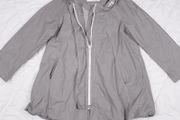 Annette Gortz Grey High Neck Asymmetric Zip Lightweight Hooded Utility Windbreaker Jacket 12-16UK/40-44EU