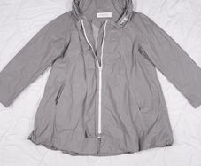 Annette Gortz Grey High Neck Asymmetric Zip Lightweight Hooded Utility Windbreaker Jacket 12-16UK/40-44EU