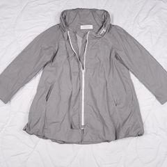 Annette Gortz Grey High Neck Asymmetric Zip Lightweight Hooded Utility Windbreaker Jacket 12-16UK/40-44EU