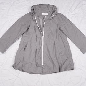 Annette Gortz Grey High Neck Asymmetric Zip Lightweight Hooded Utility Windbreaker Jacket 12-16UK/40-44EU