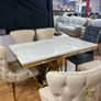Gold Marble Kitchen Dining Table With 6 Chairs Image 3