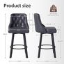 Bar Stools Set of 2, Waterproof PU Leather Bar Stool, 360 Rotating Breakfast Bar Stools with Footrest, Seat Height 66.5 cm, Load Capacity 150 kg, Black Image 2