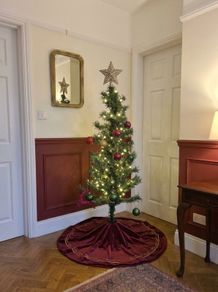 3 foot small christmas tree with decorations and box