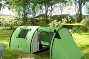 Four Man Duo Room Tunnel Tent, with Accessories - Green