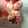 Rudraksha seed pendant with natural precious stones ruby emerald sapphire Image 3