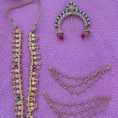 Stunning Traditional Indian Gold-Tone Jewelry Set (3-Piece) New without tags