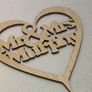 Custom Personalised Mr & Mrs Wedding CakeTopper Wooden Heart With Names Image 2