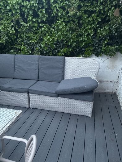 Huge Outdoor Living corner sofa and grey cushions .Please read