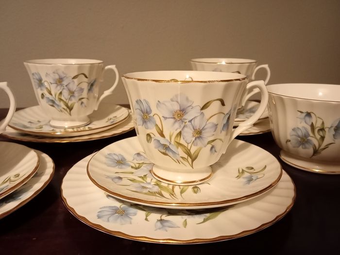 Rare Vintage Duchess, Blue Floral Coffee Set.Fine Bone China,England.