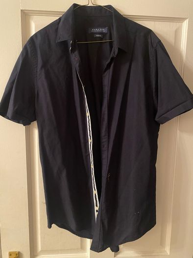 Mens Zara navy Casual Shirt M Slim Fit