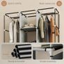 Foldable Fabric Wardrobe for Bedroom, Portable Wardrobe with 5 Shelves, 2 Hanging Rails and 3 Fabric Drawers, Light Grey Image 5