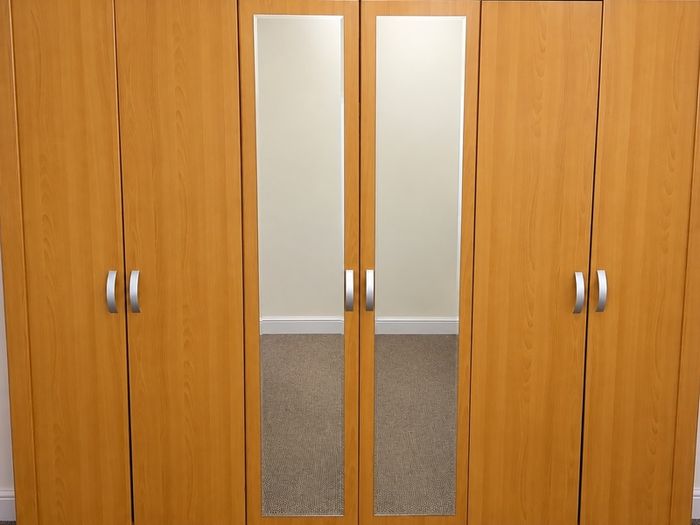 Large Solid Wooden Wardrobe with Mirrors & Storage
